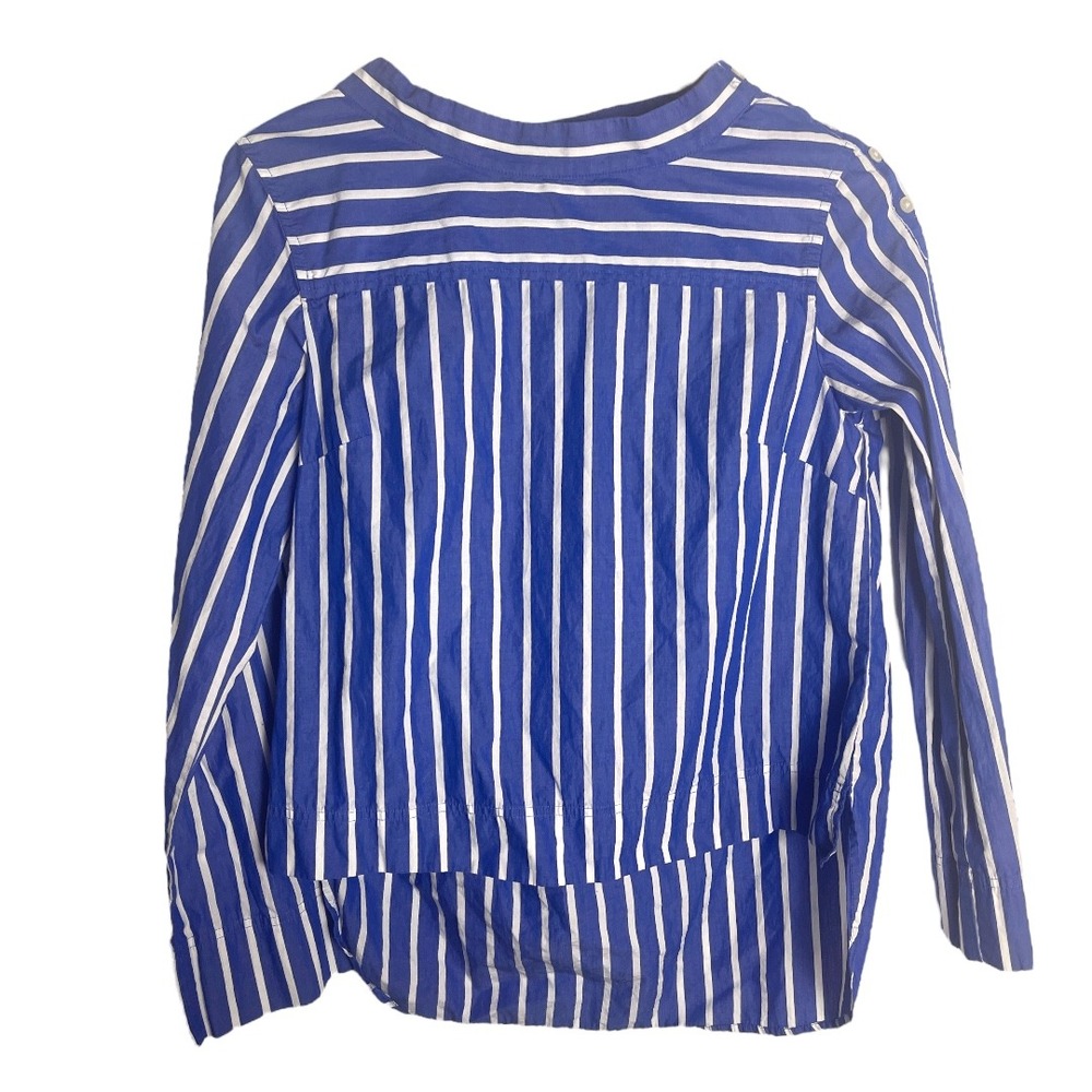 J. Crew Funnel Neck Blue White‎  Striped Shirt 6